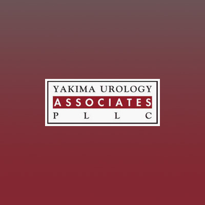 The image is a logo with a gradient background transitioning from dark red at the top to a lighter red at the bottom. The logo consists of "Yakima Urology Associates PLLC" with the word "ASSOCIATES" highlighted in red in the center. | Studio 99 Multimedia